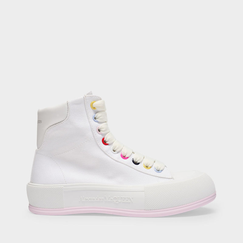 Deck High Sneakers in White Canvas