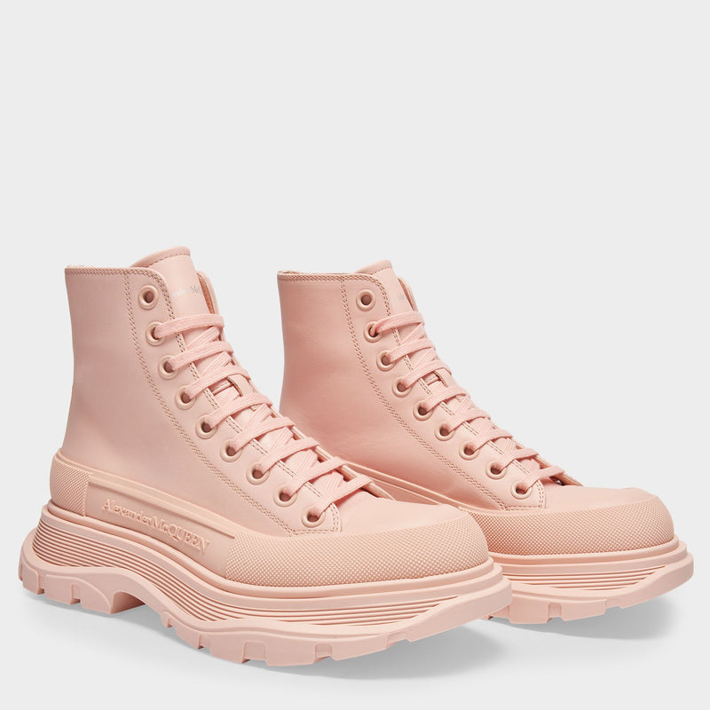 Tread Slick High 粉色牛皮内里高帮橡胶厚底鞋