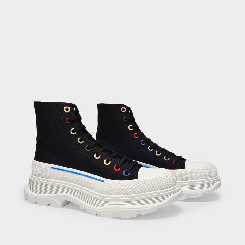 Tread Slick Sneakers黑白拼色高帮帆布橡胶厚底鞋