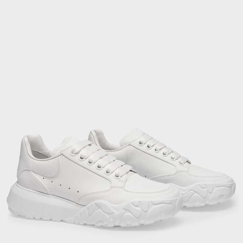 Court Sneakers白色牛皮内里厚底运动鞋