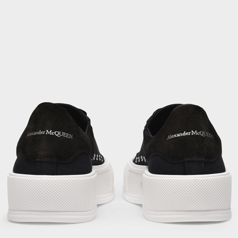 Deck Sneakers in Black Canvas