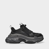 Triple S Sneaker In Metallic Black Polyester