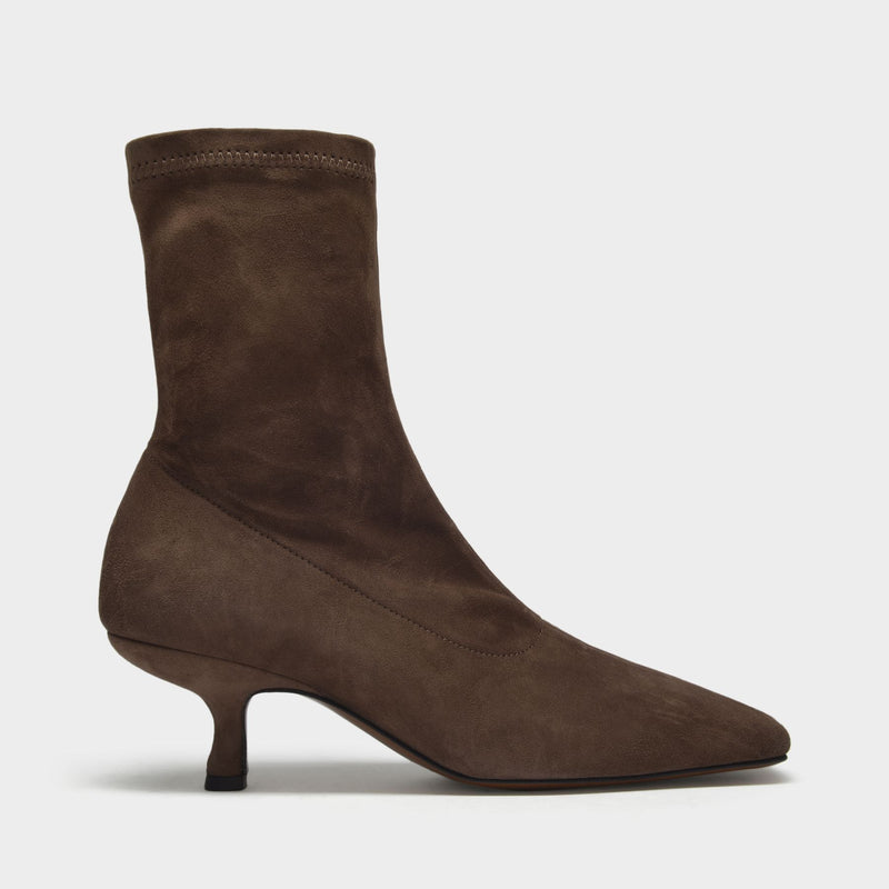 Audrey Ankle Boots in Brown Suede Calfskin