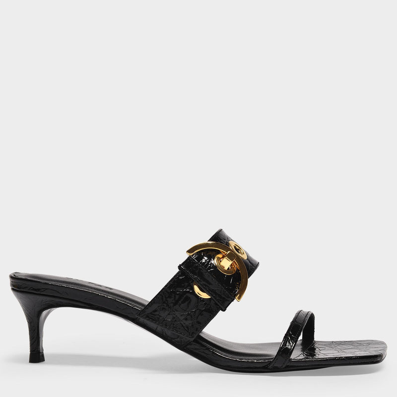 By Far Bettina 鳄鱼压纹经典方头凉鞋正品