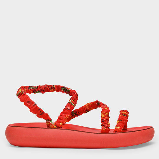 Ancient Greek Sandals Scrunchie Melia 红色帆布细带厚底凉鞋