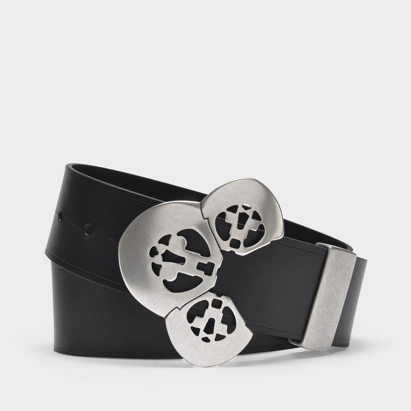 Adaria Belt in Black and Silver Calfskin