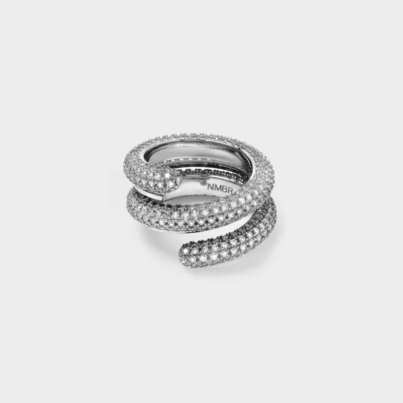 Numbering Twisted Solid Pave Ring纯银戒指