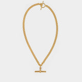 Tilly Sveaas Gold T-Bar Curb Link Necklace镀金项链正品