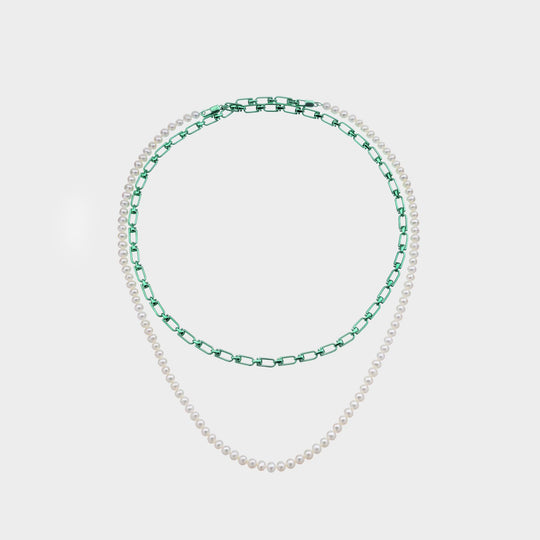 Double Reine 银质淡水珍珠项链