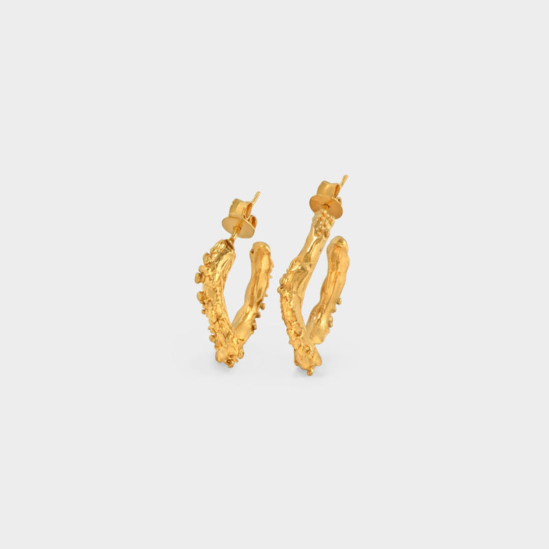 The Lunar Rocks Hoop Earrings in Plated Gold Silver