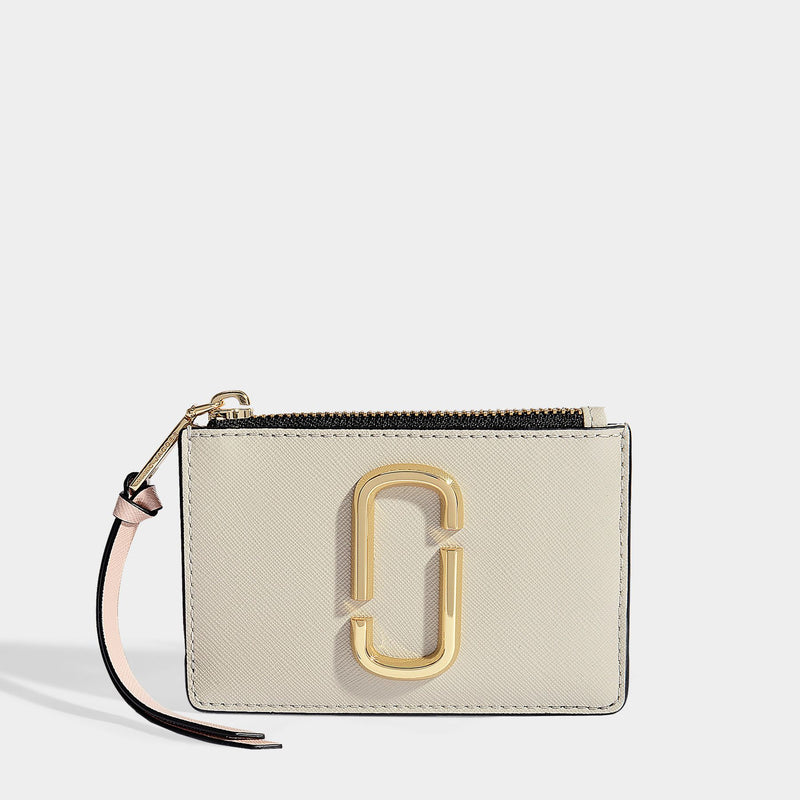 Snapshot Top Zip Multi Wallet in Beige Leather