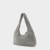 Mini Crystal Mesh Hobo Bag - Kara - White - Brass