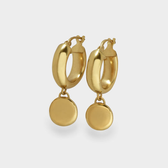 Loren Stewart Circle Puff Huggies纯银镀金圆形耳环