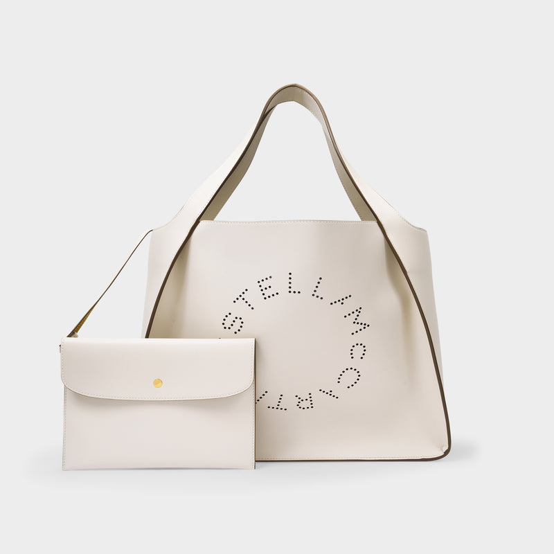 Logo E/W Tote Bag - Stella Mccartney -  White Pur - Leather Vegan