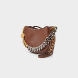 Small Shoulder Bag Chain Alter in Brown Synthetic Leather