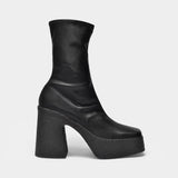 Stella McCartney科技皮质带防水台靴子 时尚厚底不累脚短靴正品