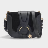 Hana Small Crossbody Bag in Black Suede and Calfskin