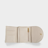 Hana Square Wallet in Cement Beige Calfskin