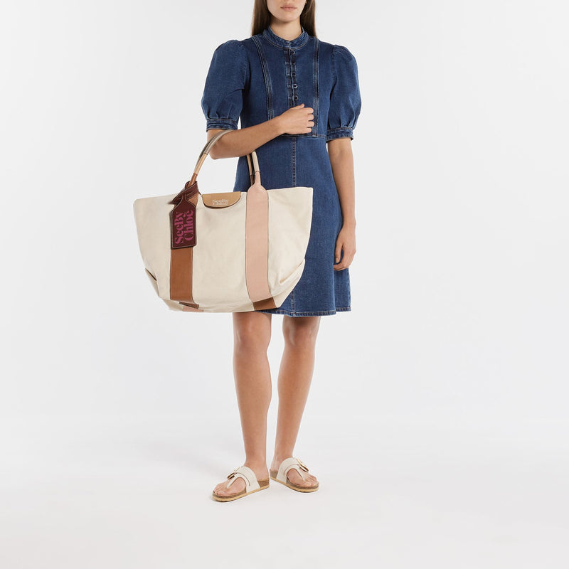 Leatizia Tote Bag - See By Chloe -  Caramello - Cotton/Leather