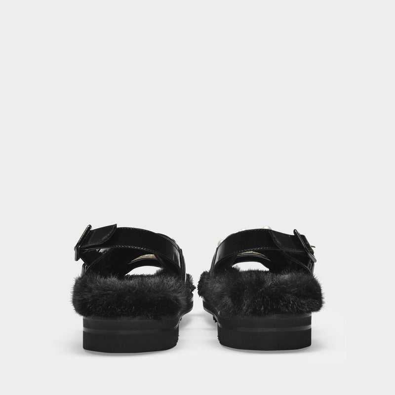 Simone Rocha Multi-Strap 系带牛皮毛绒凉鞋正品