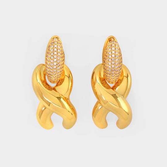 S_S.IL X Drop Cubic E 镀金耳环 个性饰品