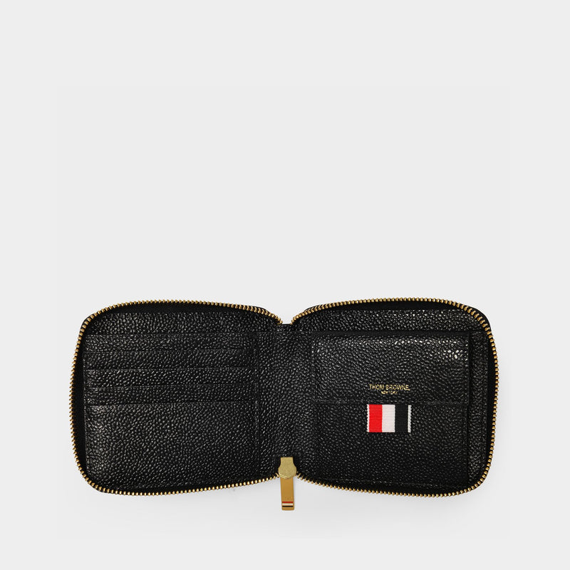 Thom Browne Compact Zip Wallet 黑色粒面牛皮拉链钱包