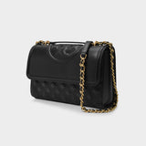 Fleming Convertible Shoulder Bag in Black Leather