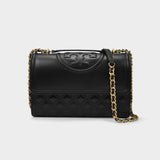 Fleming Convertible Shoulder Bag in Black Leather