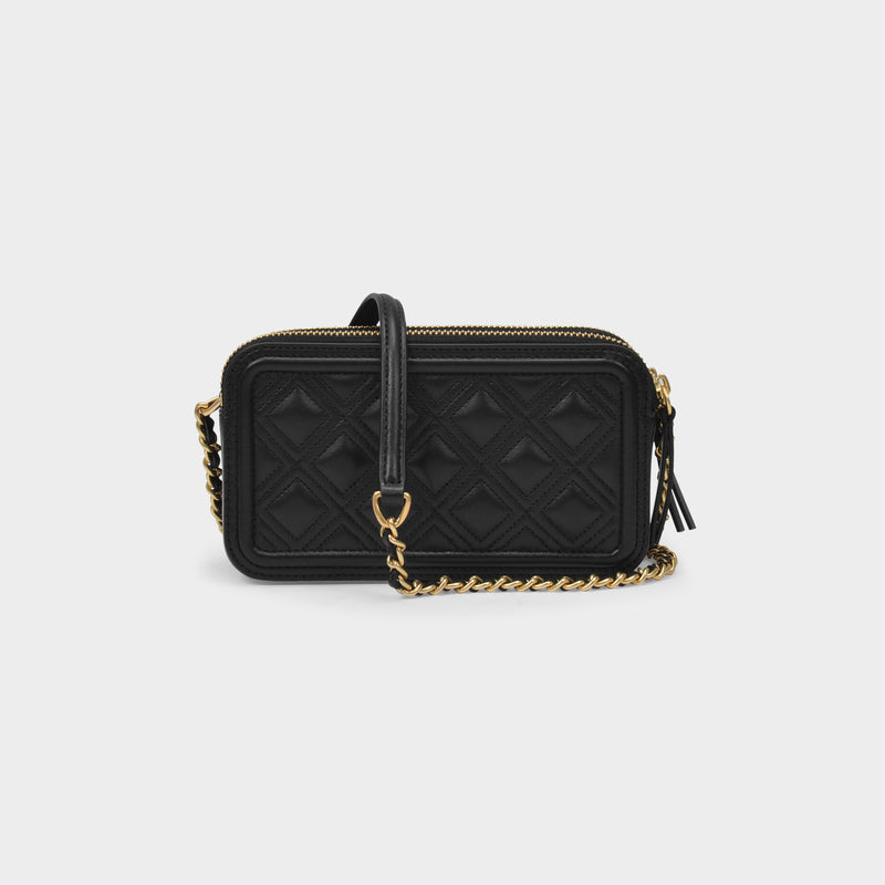 Fleming Double-Zip Mini Hobo Bag - Tory Burch -  Black - Leather