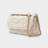 Small Convertible Flemming Soft Bag in Beige Tweed