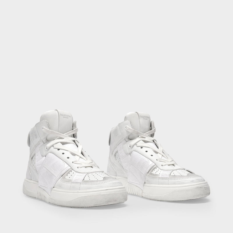 High-Top Sneakers in White Leather