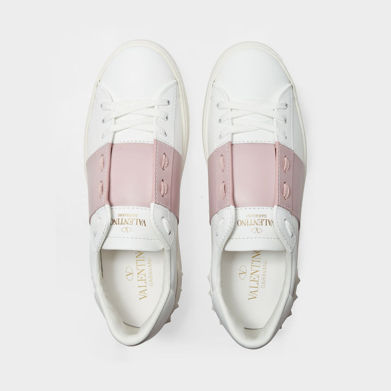 Sneaker in White and Rose Leather