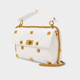 Large Shoulder Bag in White Leather