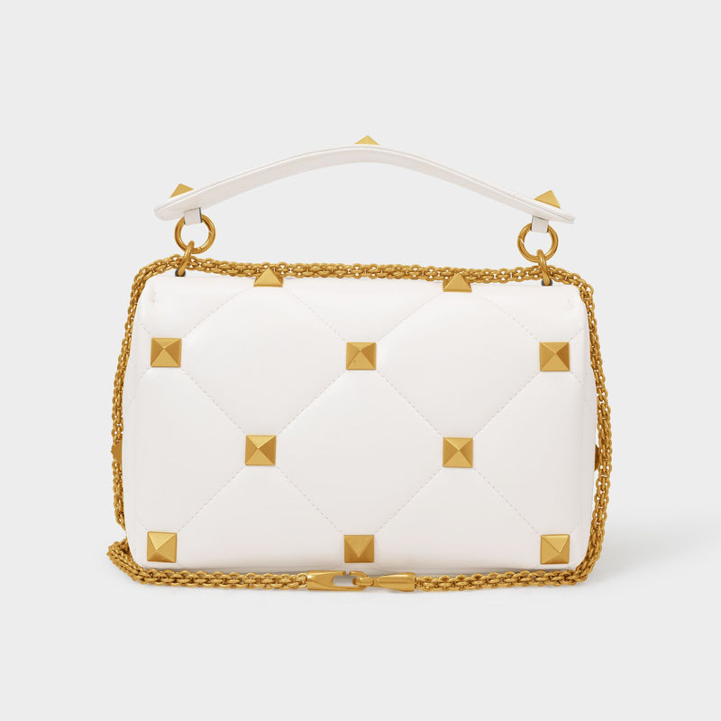 Large Shoulder Bag in White Leather