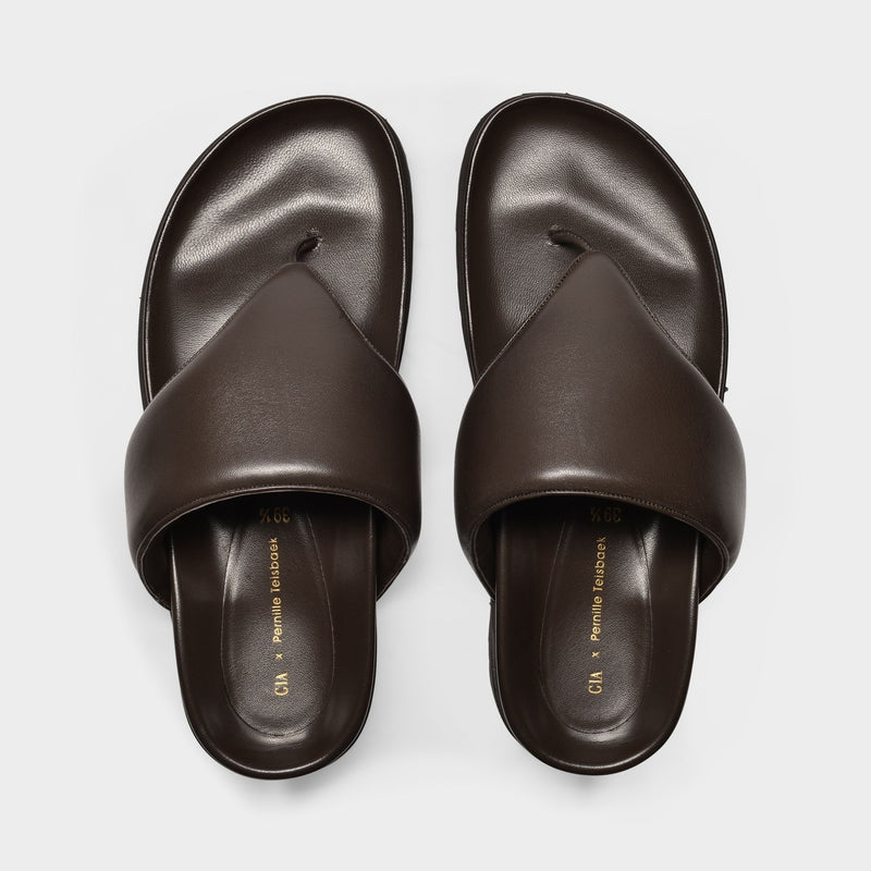 Flip Flops Sandals 深棕色皮质凉鞋拖鞋